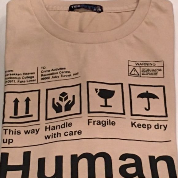 NWOT Men's Beige ORGANIC HUMAN BEING T-Shirt (M) - Picture 2 of 3
